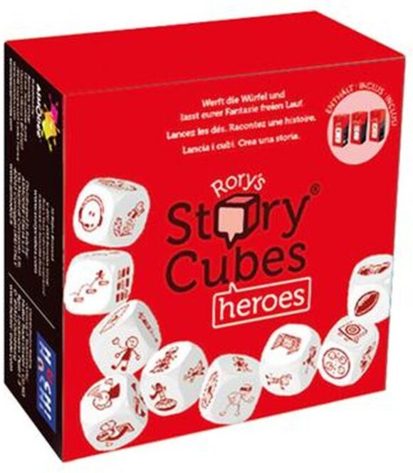 STORY CUBES eroi HEROES rory's ROSSO gioco di narrazione RACCONTA FAVOLE canta storie 9 DADI età 6+