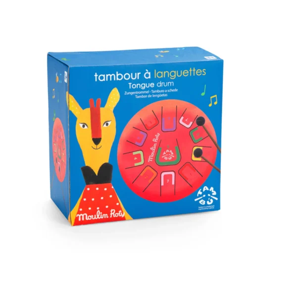 Tambour à languettes Les Popipop - Tamburo a linguette in metallo rosso Les Popipop