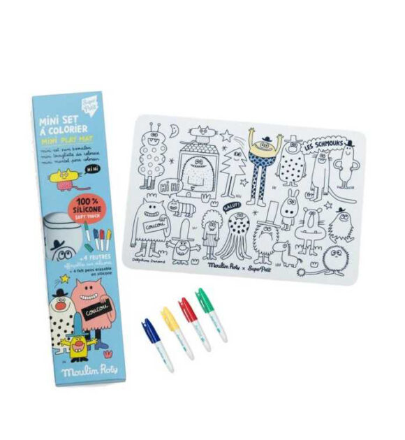 Les Schmouks Set en silicone à colorier -Les Schmouks Mini Tovaglietta in silicone da colorare