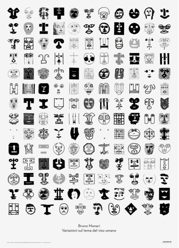 Poster -Variazioni sul tema del viso umano-MUNARI